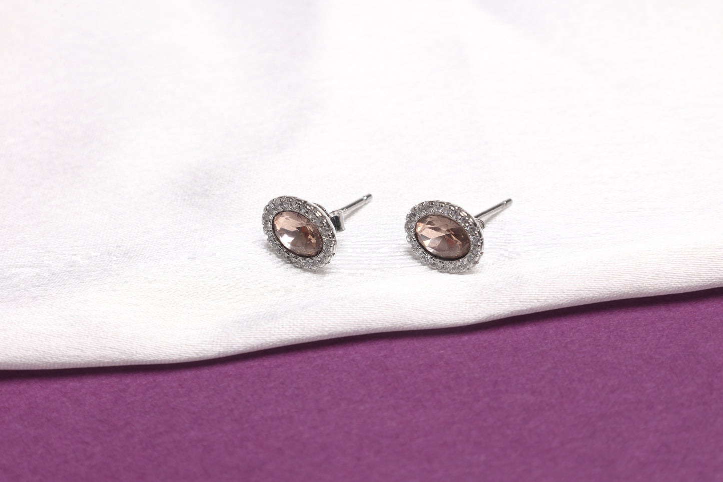 Oval Smoky Quartz Halo Studs