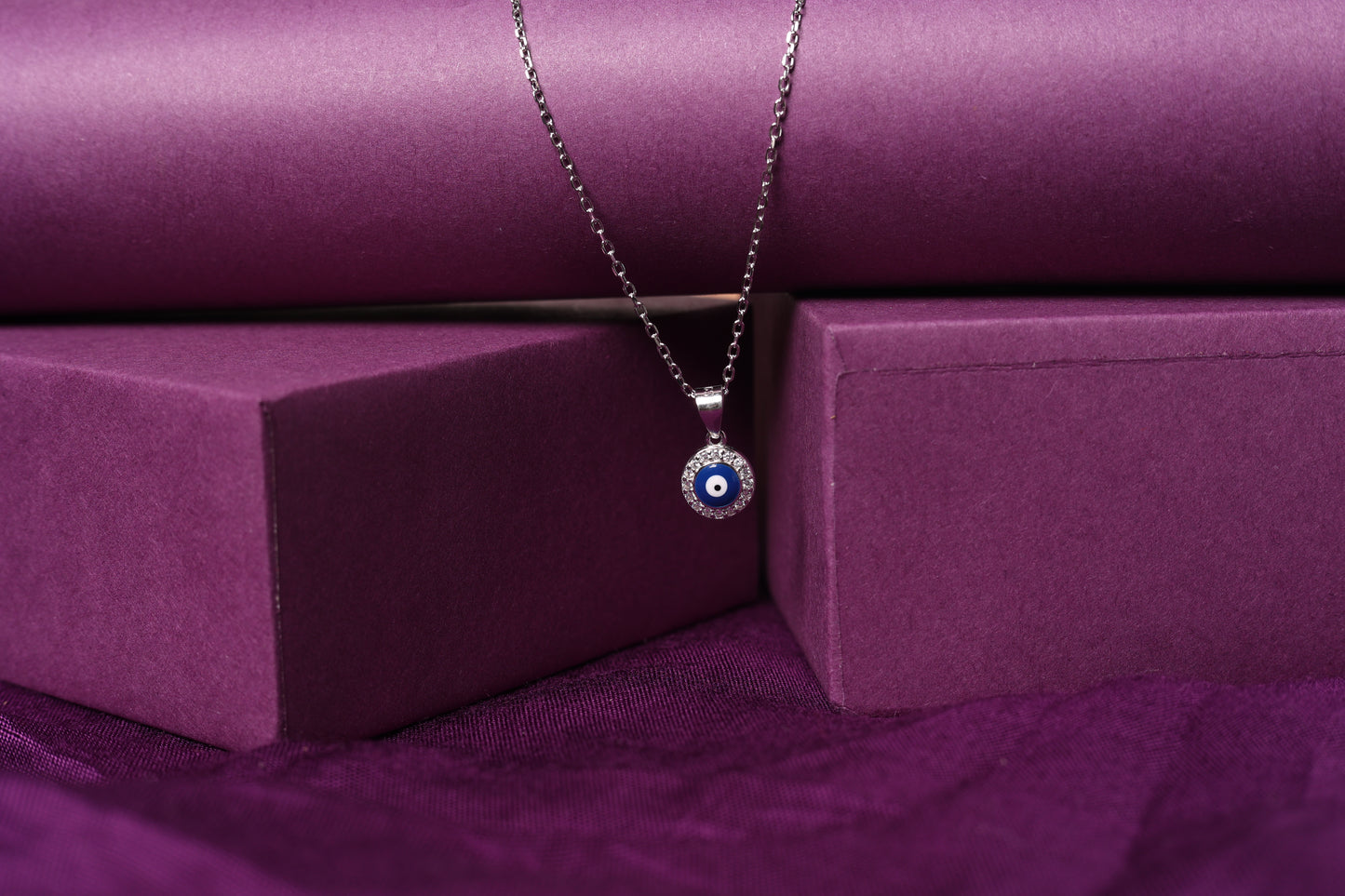 Round Evil Eye Pendant Necklace