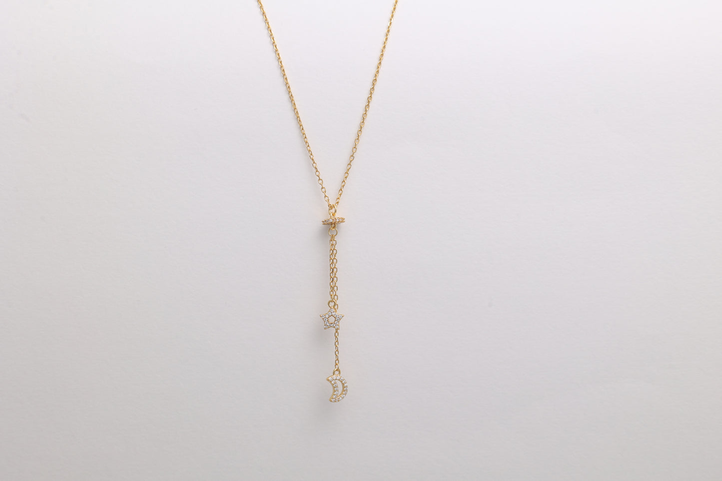 Star & Moon Lariat Necklace