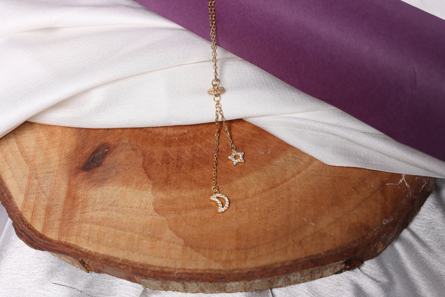 Star & Moon Lariat Necklace