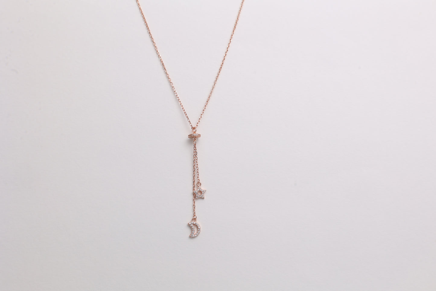 Star & Moon Lariat Necklace