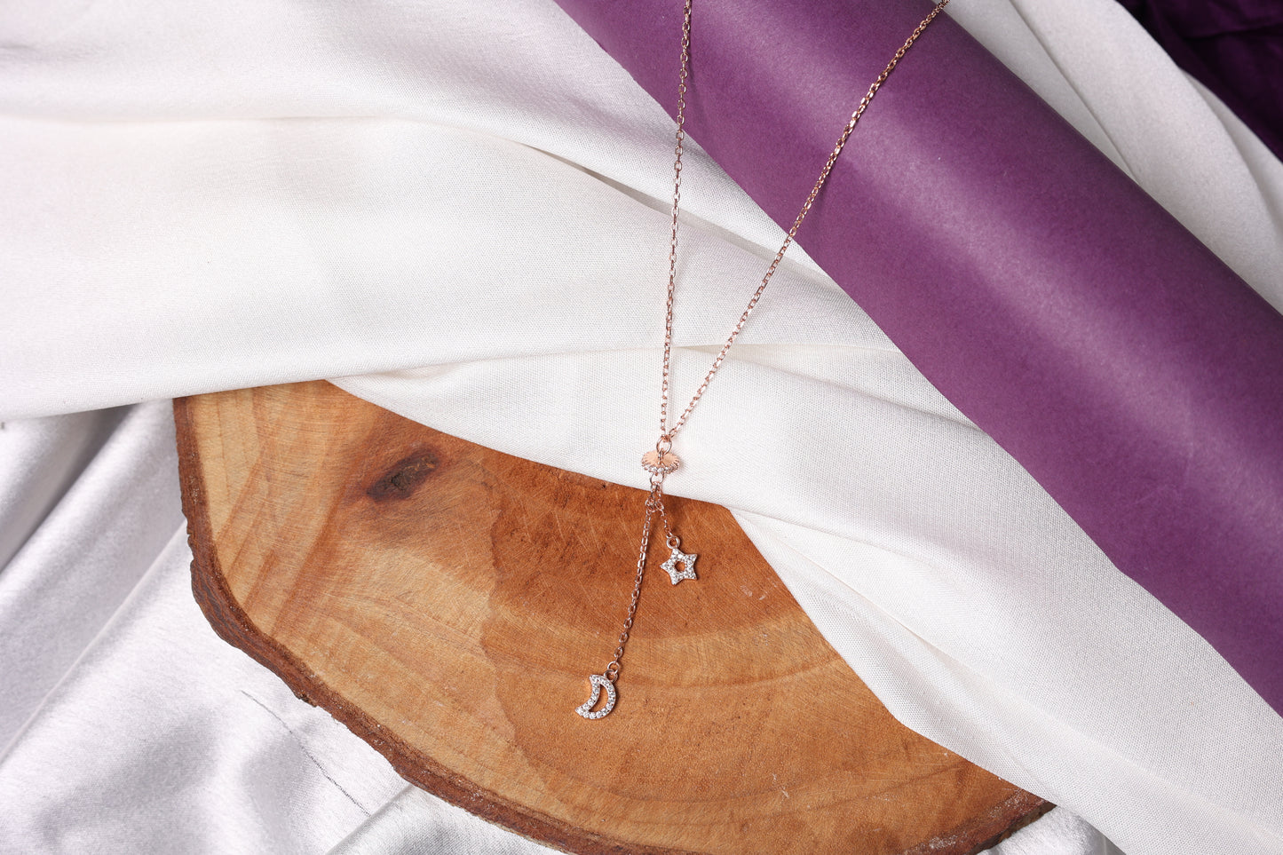 Star & Moon Lariat Necklace