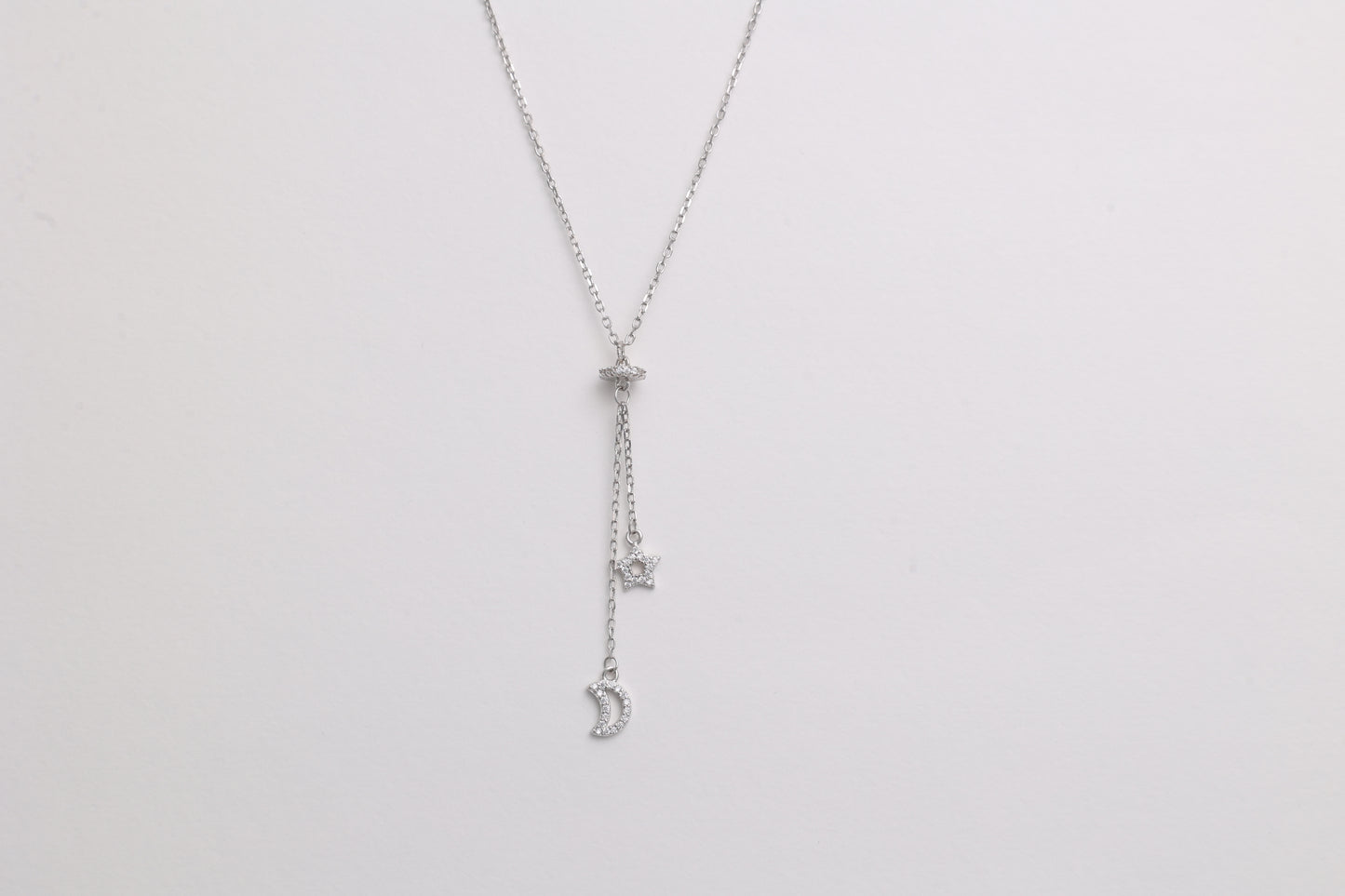 Star & Moon Lariat Necklace