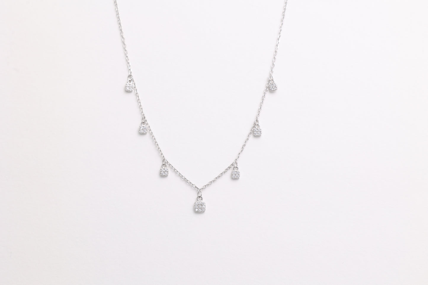 Sparkling Cushion Drop Necklace