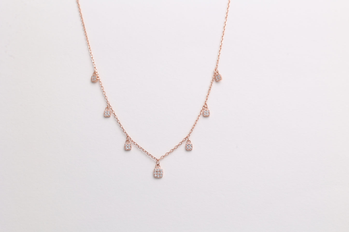 Sparkling Cushion Drop Necklace
