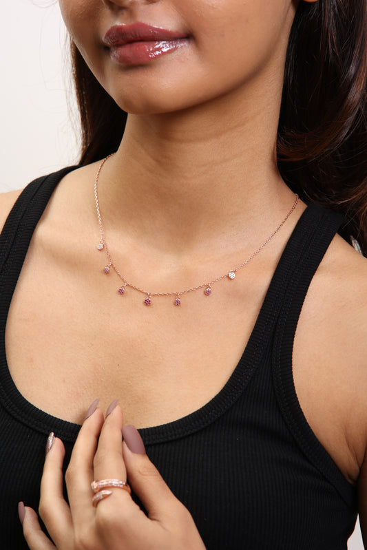 Pink Pavé Drop Necklace