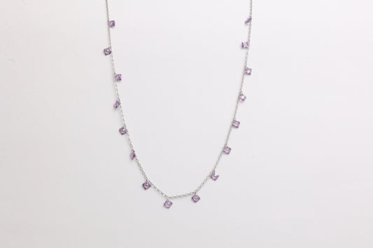 Amethyst Square Charm Necklace
