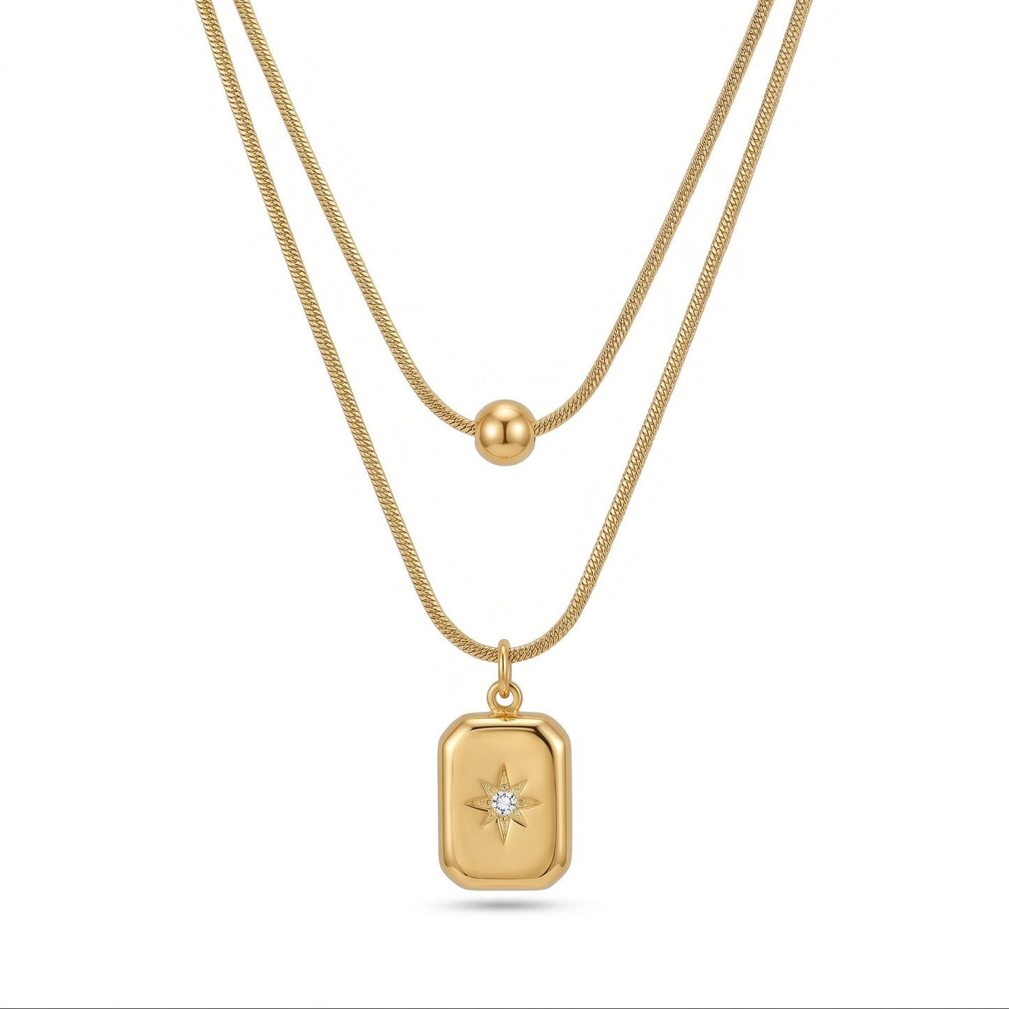 Double Chain Star Pendant Necklace