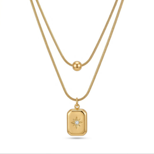 Double Chain Star Pendant Necklace