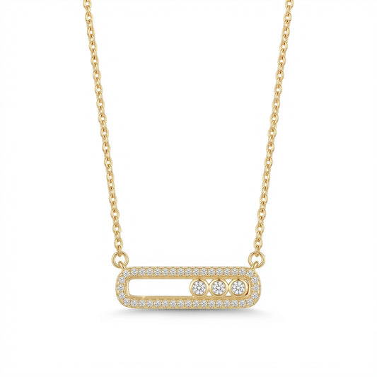 CZ Halo Bar Necklace