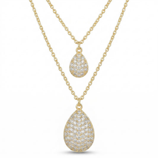 Teardrop Zircon Layered Necklace