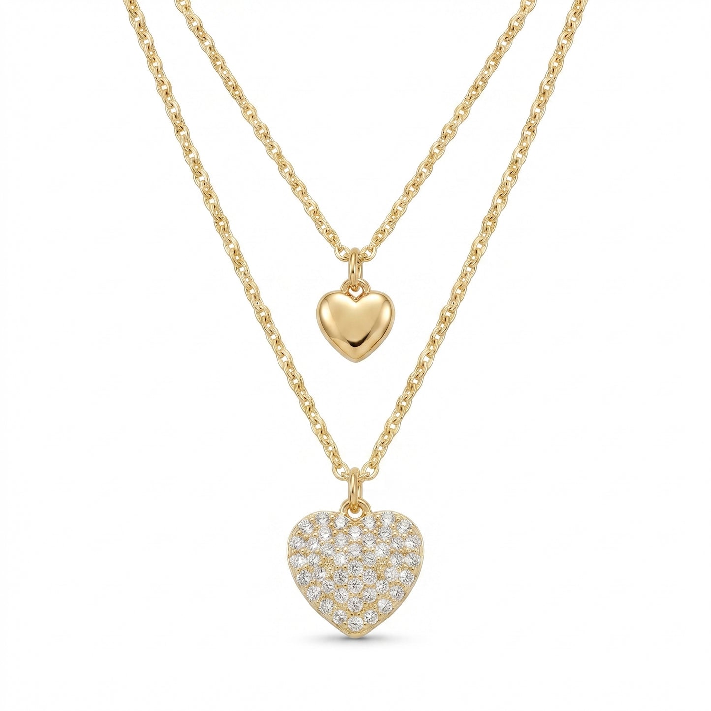 Double Heart Zircon Necklace