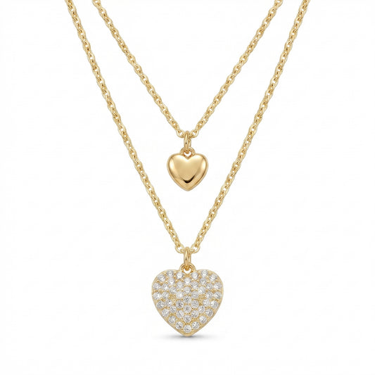 Double Heart Zircon Necklace