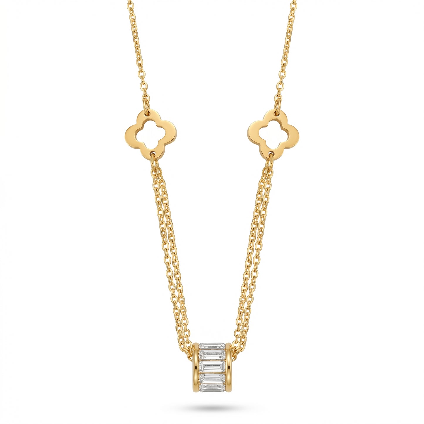 Clover Chain Barrel Necklace