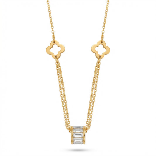 Clover Chain Barrel Necklace
