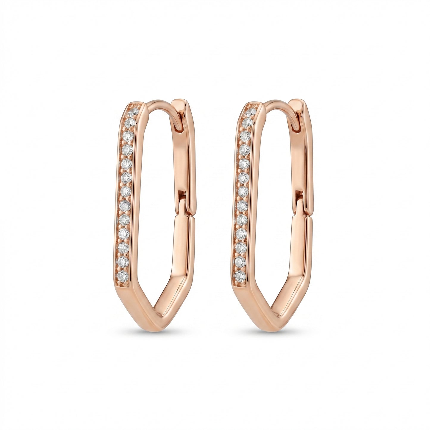 CZ Oval Huggie Earrings
