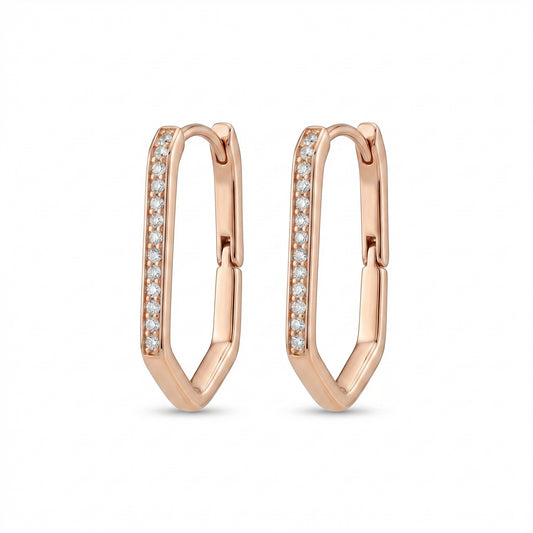 CZ Oval Huggie Earrings