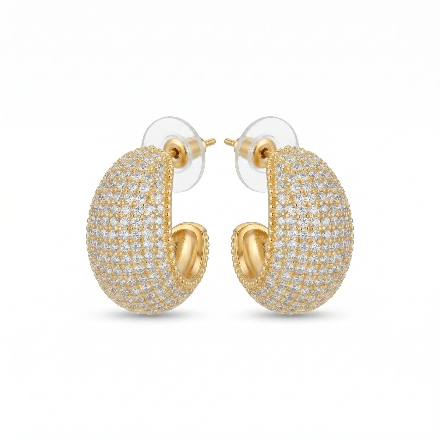 Pave CZ Chunky Hoop Earrings