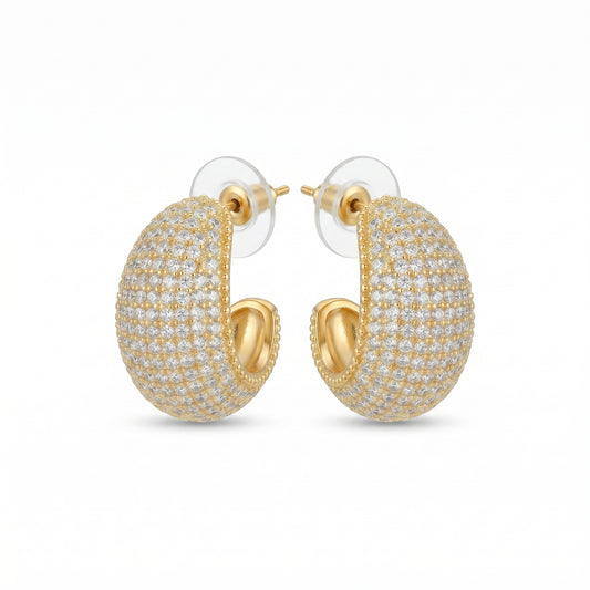 Pave CZ Chunky Hoop Earrings