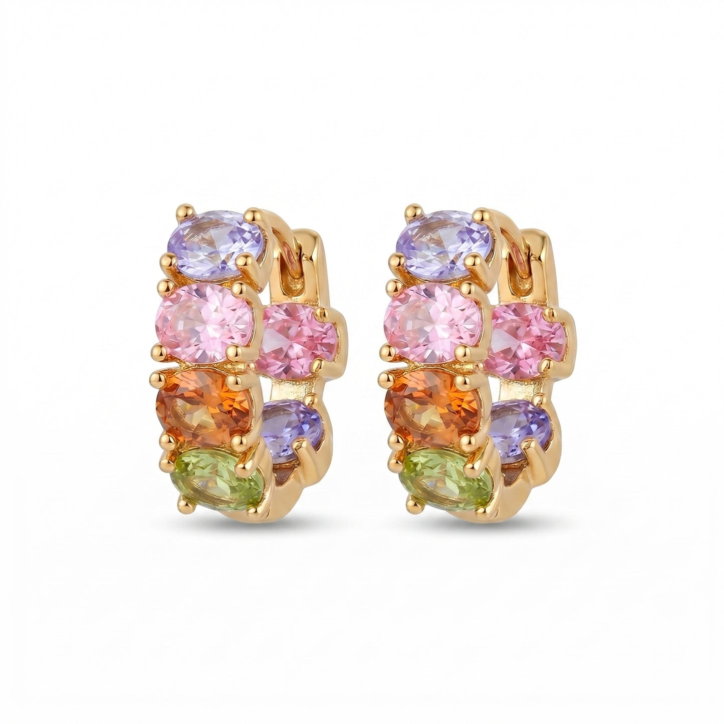 Rainbow CZ Huggie Earrings