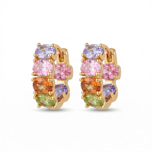 Rainbow CZ Huggie Earrings