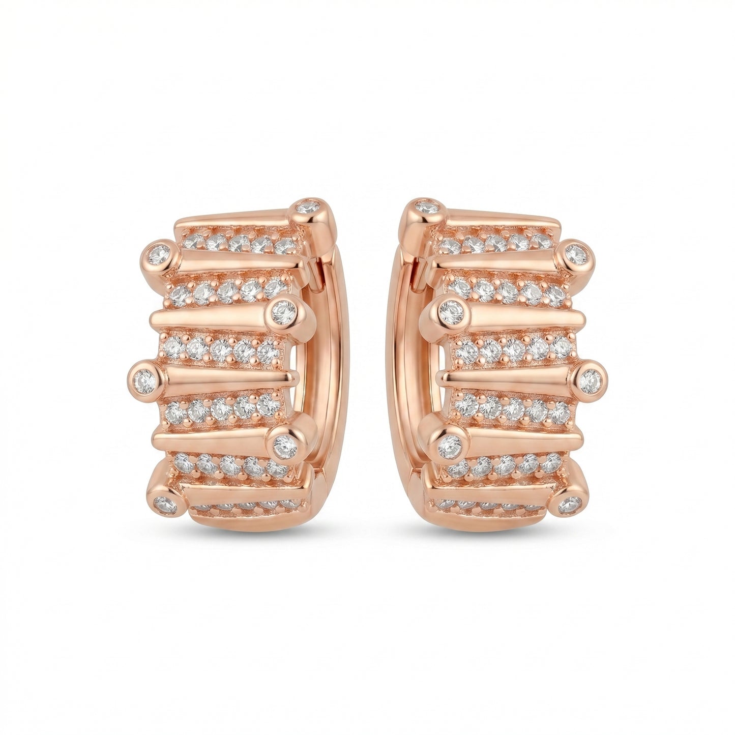 Rose Gold Pavé Hoop Earrings
