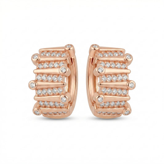 Rose Gold Pavé Hoop Earrings
